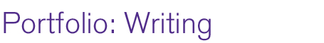 Portfolio: Writing